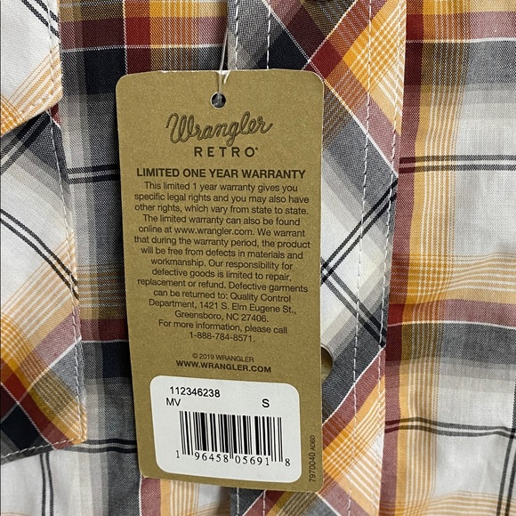 NWT Wrangler Retro Spiced Plaid Western Pearl Snap Button Up Shirt - Picture 7 of 11